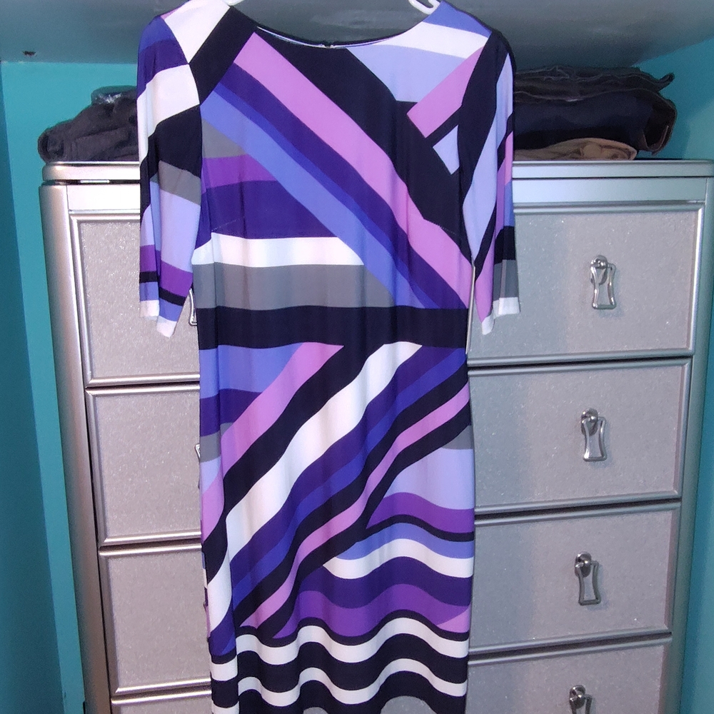 Purple Stripe Sheath Dress - Women's Stylish Work & Occasion Dress